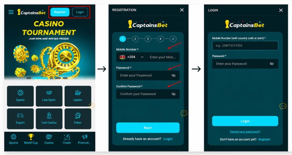 CaptainsBet login