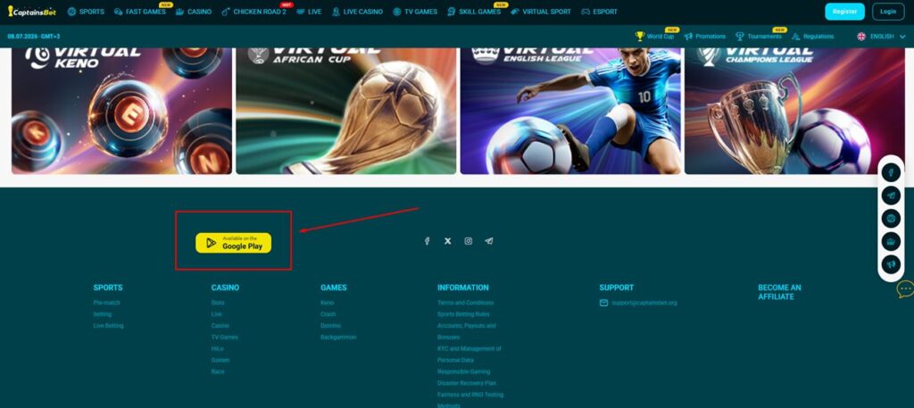 CaptainsBet mobile app Kenya